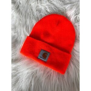 Carhartt Men's Beanie Cap Hat Stretch Outdoor Workwear Orange One‎ Size